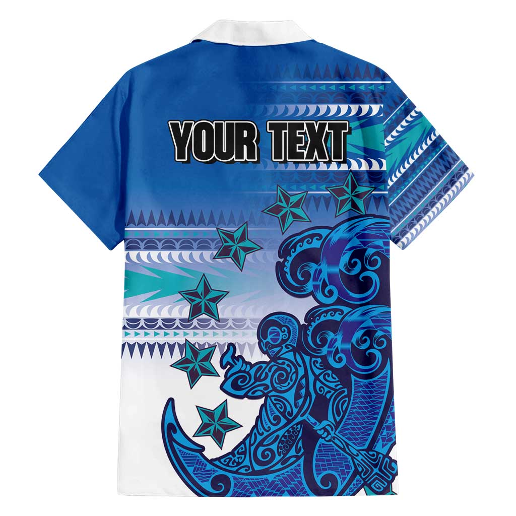 Personalised Cook Islands Va'a Race Family Matching Long Sleeve Bodycon Dress and Hawaiian Shirt Te Tatau Tattoos Sporty Style Light Blue Color LT03 - Polynesian Pride