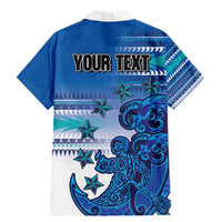 Personalised Cook Islands Va'a Race Family Matching Mermaid Dress and Hawaiian Shirt Te Tatau Tattoos Sporty Style Light Blue Color LT03 - Polynesian Pride