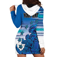 Personalised Cook Islands Va'a Race Hoodie Dress Te Tatau Tattoos Sporty Style Light Blue Color LT03 - Polynesian Pride