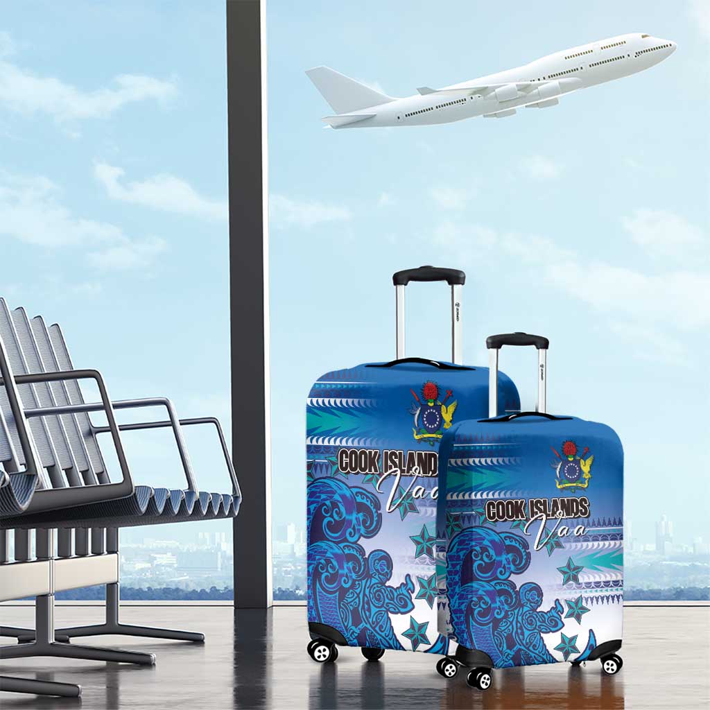 Cook Islands Va'a Race Luggage Cover Te Tatau Tattoos Sporty Style Light Blue Color - Polynesian Pride