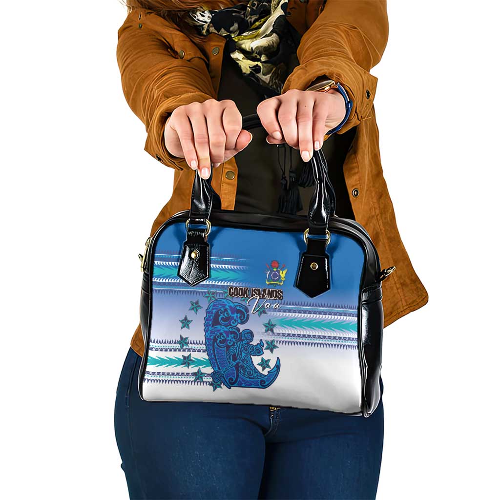 Cook Islands Va'a Race Shoulder Handbag Te Tatau Tattoos Sporty Style Light Blue Color - Polynesian Pride