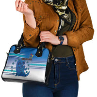 Cook Islands Va'a Race Shoulder Handbag Te Tatau Tattoos Sporty Style Light Blue Color - Polynesian Pride
