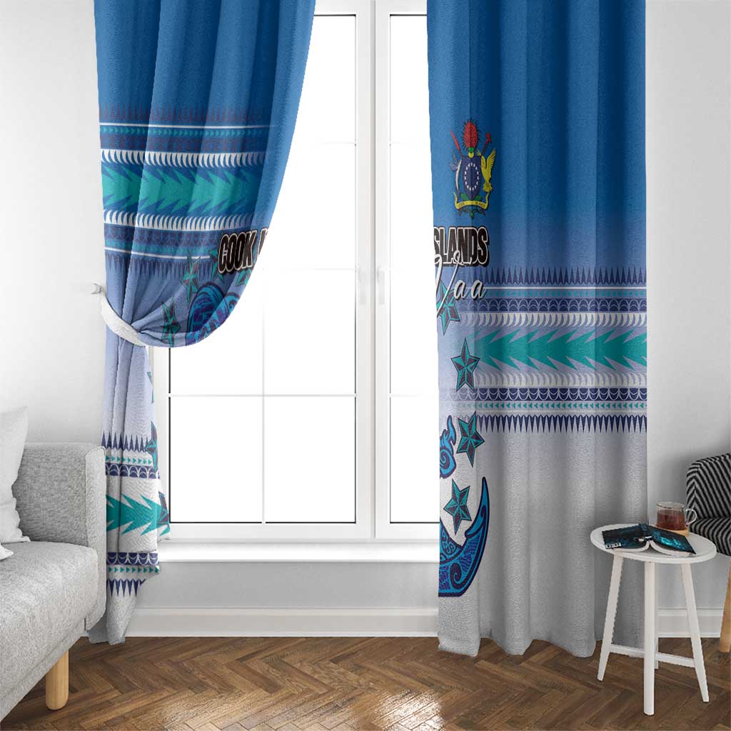 Cook Islands Va'a Race Window Curtain Te Tatau Tattoos Sporty Style Light Blue Color - Polynesian Pride