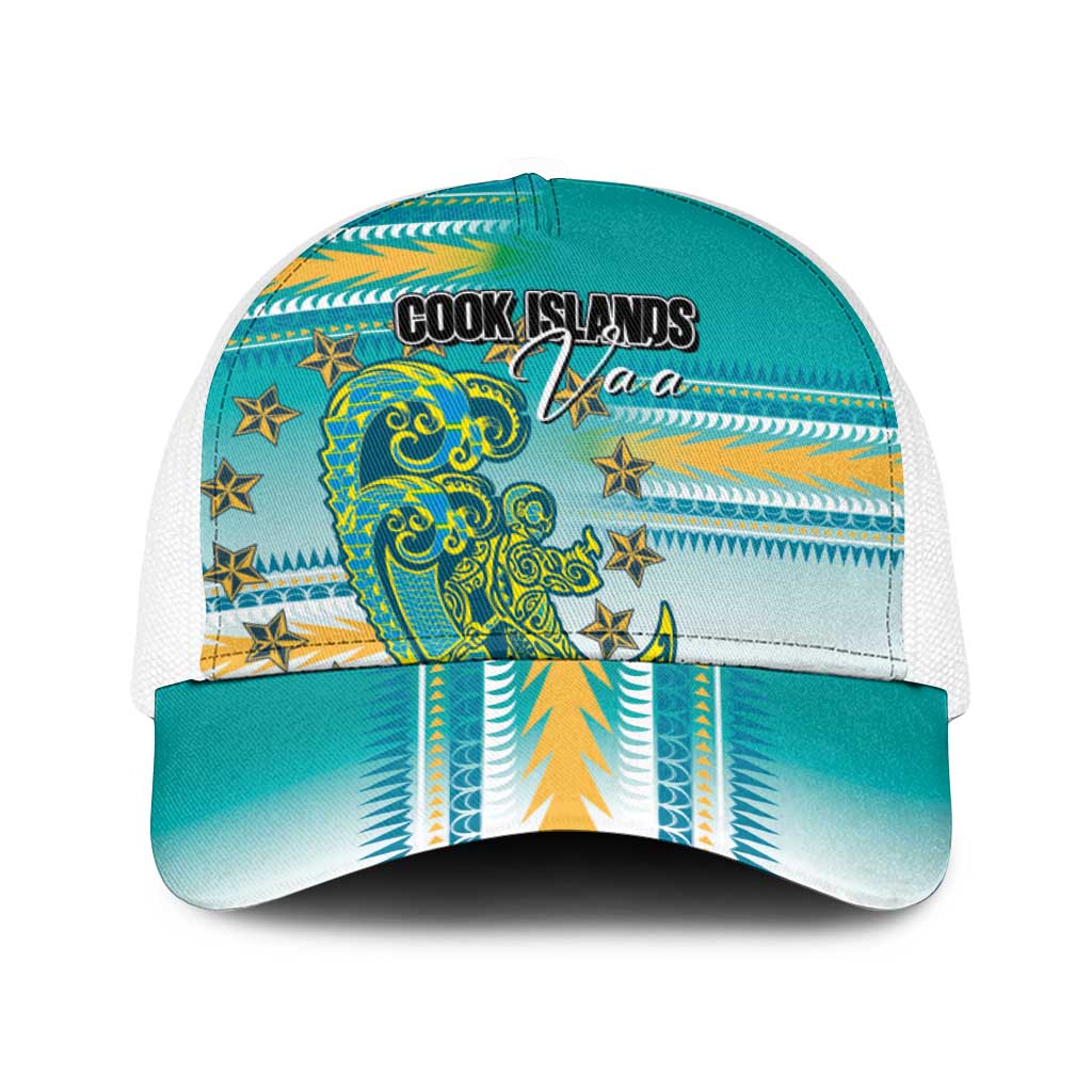 Cook Islands Va'a Race Baseball Net Cap Te Tatau Tattoos Sporty Style Turquoise Color - Polynesian Pride