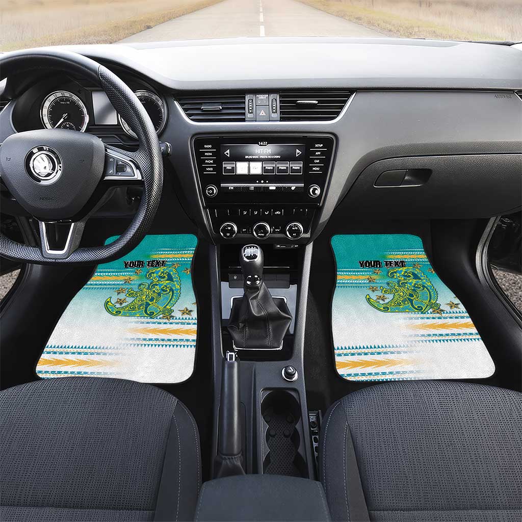 Personalised Cook Islands Va'a Race Car Mats Te Tatau Tattoos Sporty Style Turquoise Color - Polynesian Pride