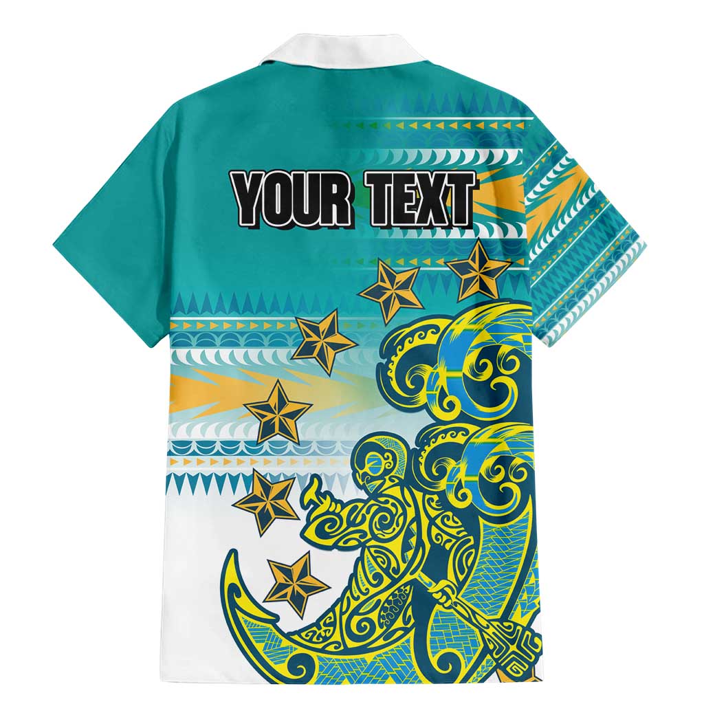 Personalised Cook Islands Va'a Race Family Matching Mermaid Dress and Hawaiian Shirt Te Tatau Tattoos Sporty Style Turquoise Color LT03 - Polynesian Pride