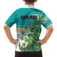 Personalised Cook Islands Va'a Race Family Matching Puletasi and Hawaiian Shirt Te Tatau Tattoos Sporty Style Turquoise Color LT03 - Polynesian Pride