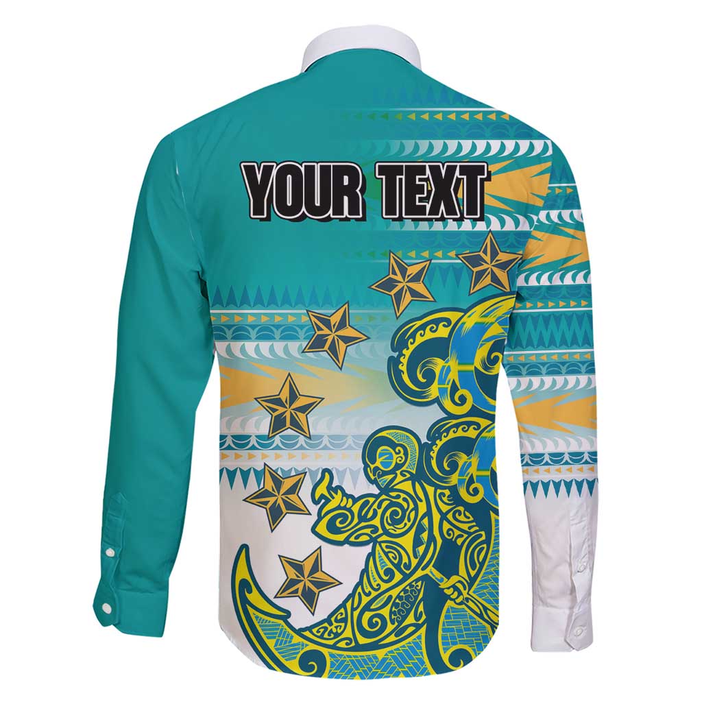 Personalised Cook Islands Va'a Race Family Matching Short Sleeve Bodycon Dress and Hawaiian Shirt Te Tatau Tattoos Sporty Style Turquoise Color LT03 - Polynesian Pride