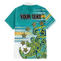 Personalised Cook Islands Va'a Race Family Matching Summer Maxi Dress and Hawaiian Shirt Te Tatau Tattoos Sporty Style Turquoise Color LT03 - Polynesian Pride