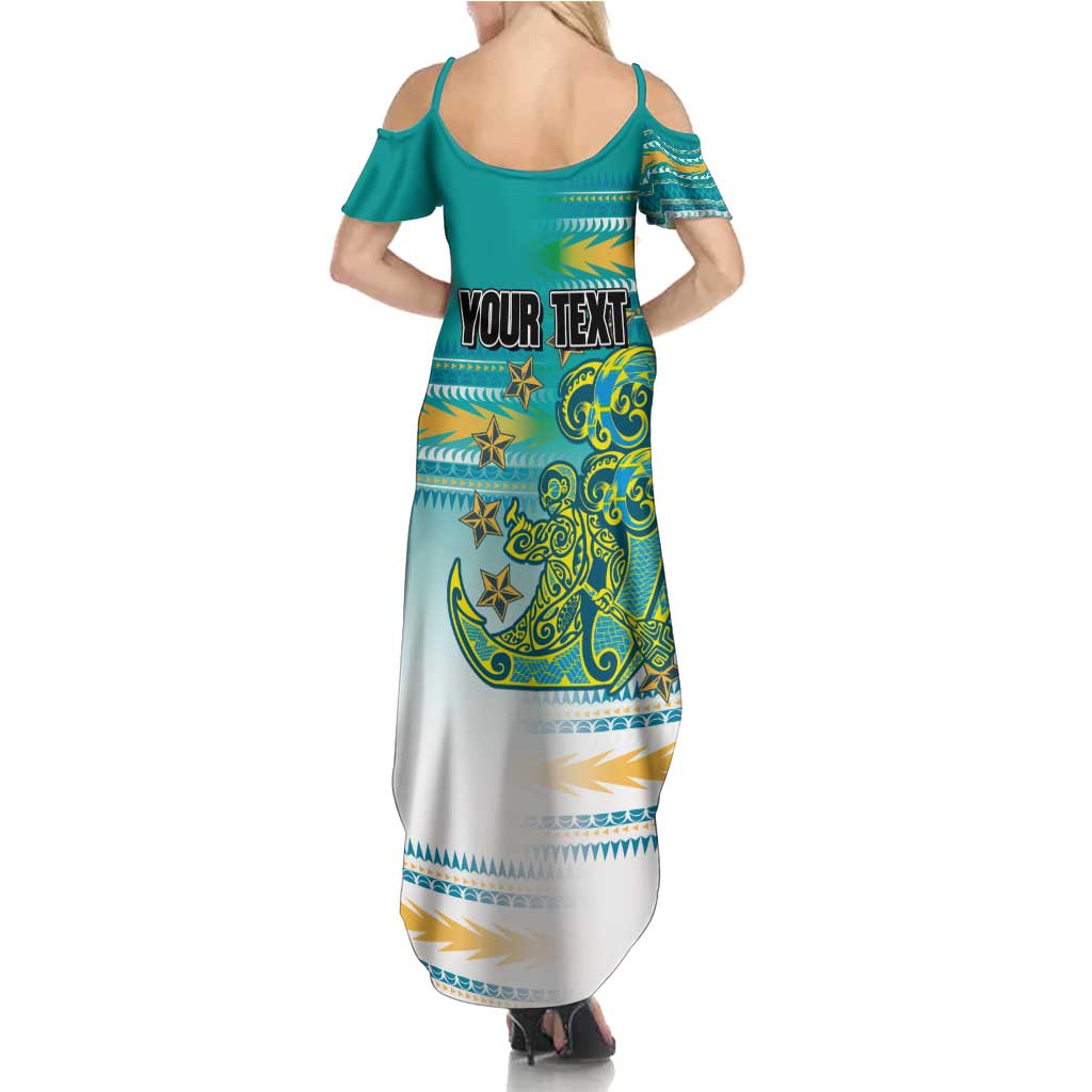Personalised Cook Islands Va'a Race Family Matching Summer Maxi Dress and Hawaiian Shirt Te Tatau Tattoos Sporty Style Turquoise Color LT03 - Polynesian Pride