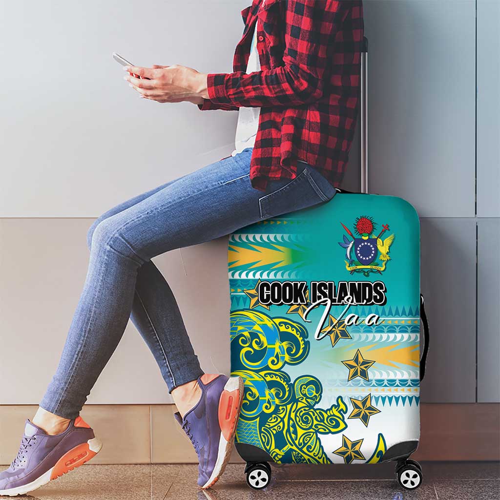 Cook Islands Va'a Race Luggage Cover Te Tatau Tattoos Sporty Style Turquoise Color - Polynesian Pride