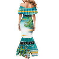 Personalised Cook Islands Va'a Race Mermaid Dress Te Tatau Tattoos Sporty Style Turquoise Color LT03 - Polynesian Pride