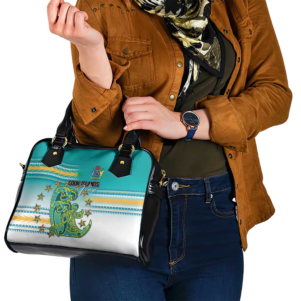 Cook Islands Va'a Race Shoulder Handbag Te Tatau Tattoos Sporty Style Turquoise Color - Polynesian Pride