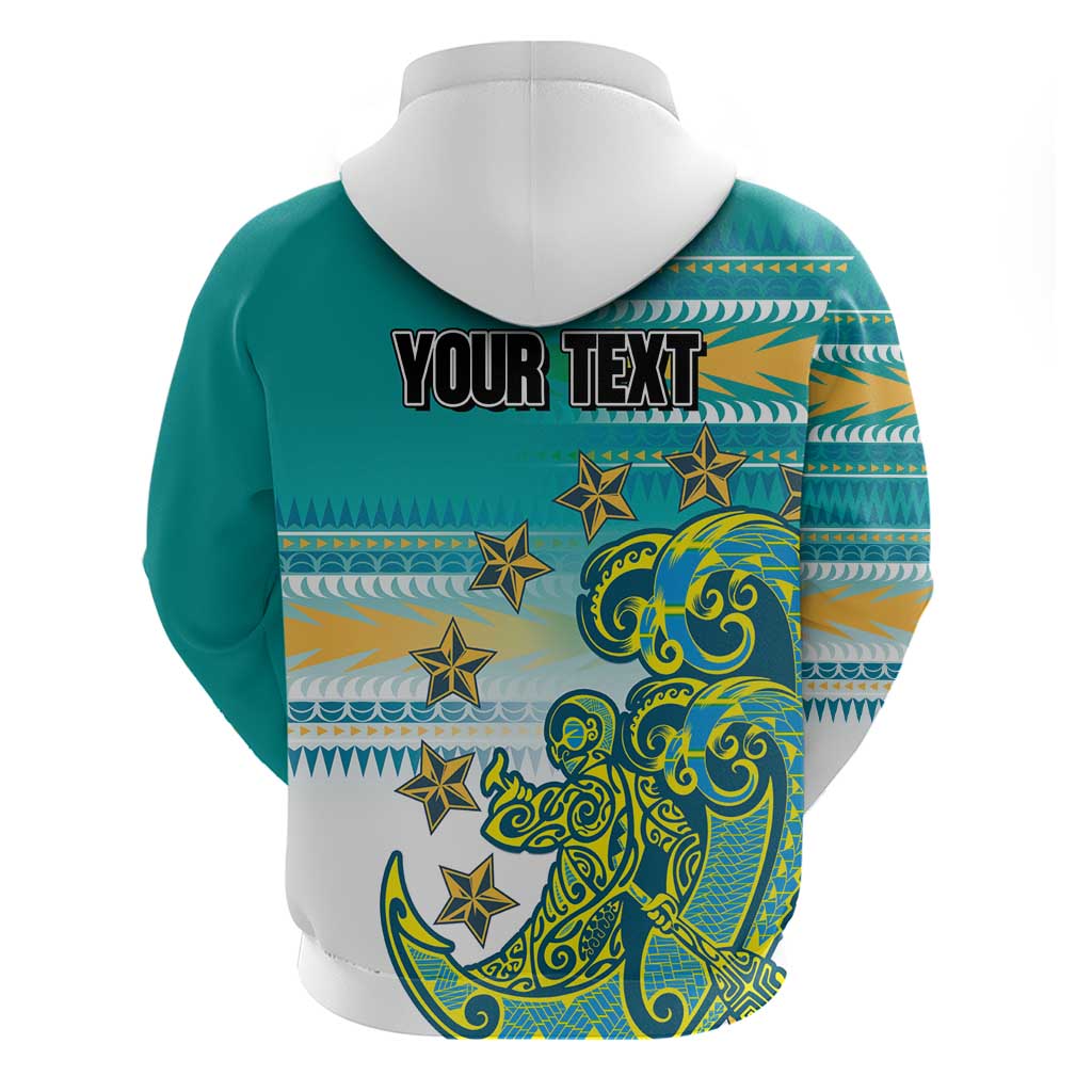 Personalised Cook Islands Va'a Race Zip Hoodie Te Tatau Tattoos Sporty Style Turquoise Color - Polynesian Pride