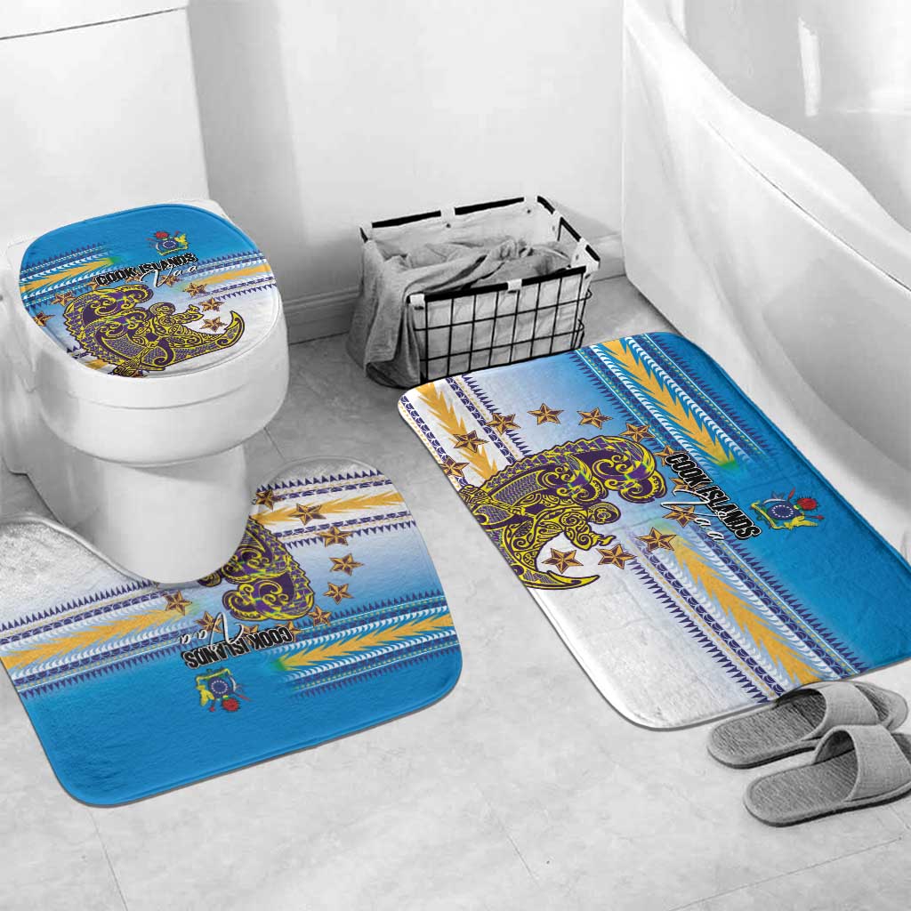 Cook Islands Va'a Race Bathroom Set Te Tatau Tattoos Sporty Style Glory Blue Color - Polynesian Pride