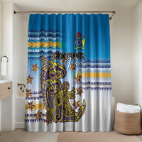 Cook Islands Va'a Race Bathroom Set Te Tatau Tattoos Sporty Style Glory Blue Color - Polynesian Pride