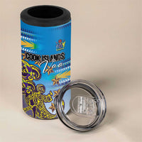 Personalised Cook Islands Va'a Race 4 in 1 Can Cooler Tumbler Te Tatau Tattoos Sporty Style Glory Blue Color LT03 - Polynesian Pride