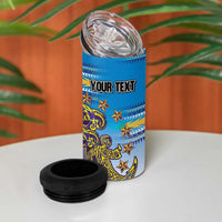 Personalised Cook Islands Va'a Race 4 in 1 Can Cooler Tumbler Te Tatau Tattoos Sporty Style Glory Blue Color LT03 - Polynesian Pride