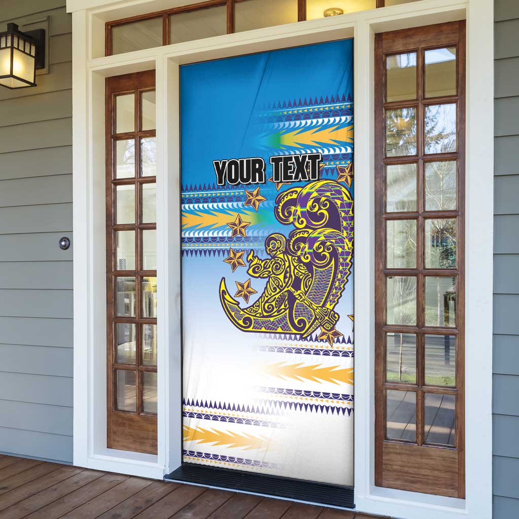 Personalised Cook Islands Va'a Race Door Cover Te Tatau Tattoos Sporty Style Glory Blue Color - Polynesian Pride