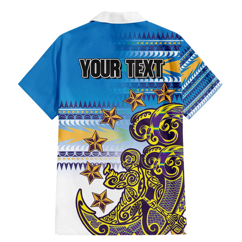 Personalised Cook Islands Va'a Race Family Matching Mermaid Dress and Hawaiian Shirt Te Tatau Tattoos Sporty Style Glory Blue Color LT03 - Polynesian Pride