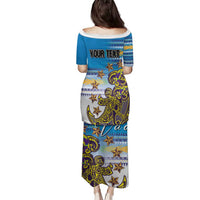 Personalised Cook Islands Va'a Race Family Matching Puletasi and Hawaiian Shirt Te Tatau Tattoos Sporty Style Glory Blue Color LT03 - Polynesian Pride