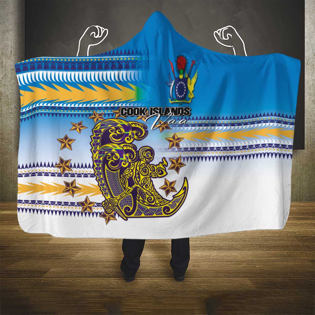 Cook Islands Va'a Race Hooded Blanket Te Tatau Tattoos Sporty Style Glory Blue Color - Polynesian Pride