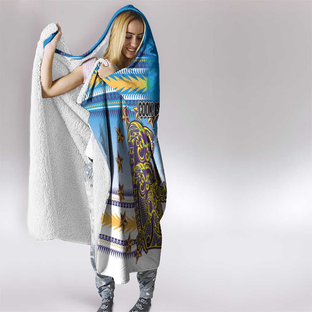 Cook Islands Va'a Race Hooded Blanket Te Tatau Tattoos Sporty Style Glory Blue Color - Polynesian Pride