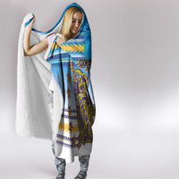 Cook Islands Va'a Race Hooded Blanket Te Tatau Tattoos Sporty Style Glory Blue Color - Polynesian Pride