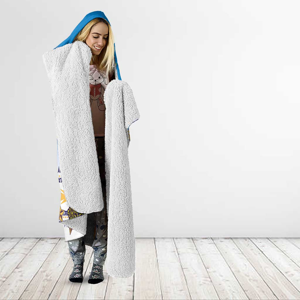 Cook Islands Va'a Race Hooded Blanket Te Tatau Tattoos Sporty Style Glory Blue Color - Polynesian Pride