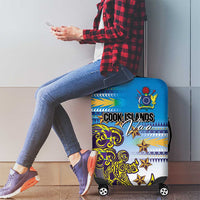 Cook Islands Va'a Race Luggage Cover Te Tatau Tattoos Sporty Style Glory Blue Color - Polynesian Pride
