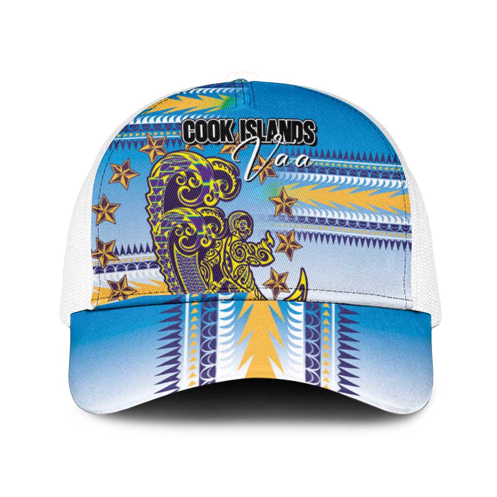 Cook Islands Va'a Race Mesh Trucker Cap Te Tatau Tattoos Sporty Style Glory Blue Color - Polynesian Pride
