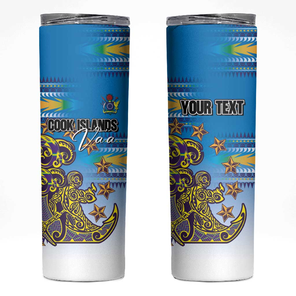 Personalised Cook Islands Va'a Race Skinny Tumbler Te Tatau Tattoos Sporty Style Glory Blue Color LT03 Blue - Polynesian Pride