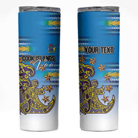 Personalised Cook Islands Va'a Race Skinny Tumbler Te Tatau Tattoos Sporty Style Glory Blue Color LT03 Blue - Polynesian Pride