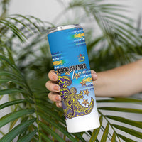 Personalised Cook Islands Va'a Race Skinny Tumbler Te Tatau Tattoos Sporty Style Glory Blue Color LT03 - Polynesian Pride
