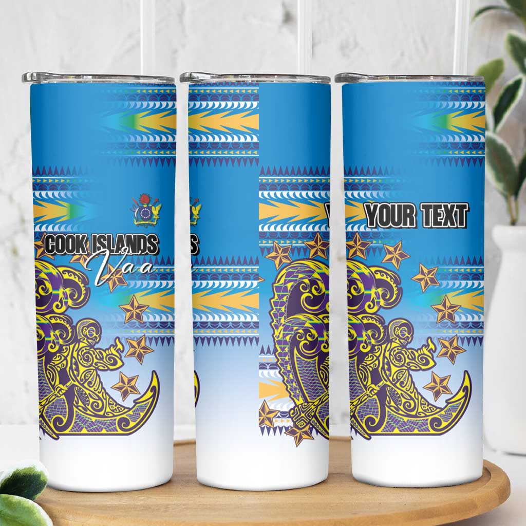 Personalised Cook Islands Va'a Race Skinny Tumbler Te Tatau Tattoos Sporty Style Glory Blue Color LT03 - Polynesian Pride