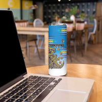 Personalised Cook Islands Va'a Race Skinny Tumbler Te Tatau Tattoos Sporty Style Glory Blue Color LT03 - Polynesian Pride