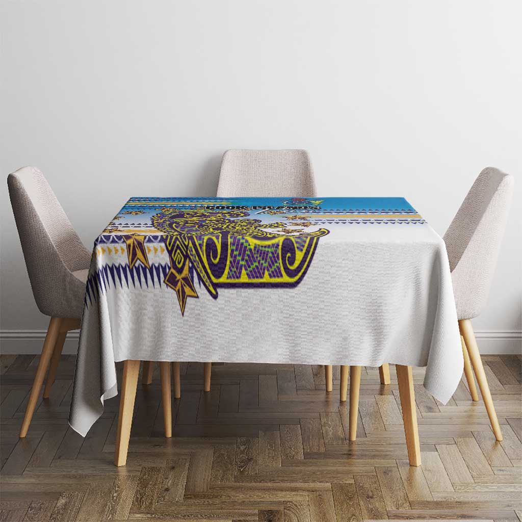 Cook Islands Va'a Race Tablecloth Te Tatau Tattoos Sporty Style Glory Blue Color LT03 - Polynesian Pride