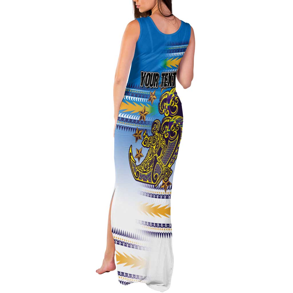 Personalised Cook Islands Va'a Race Tank Maxi Dress Te Tatau Tattoos Sporty Style Glory Blue Color - Polynesian Pride