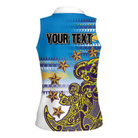 Personalised Cook Islands Va'a Race Women Sleeveless Polo Shirt Te Tatau Tattoos Sporty Style Glory Blue Color LT03 - Polynesian Pride