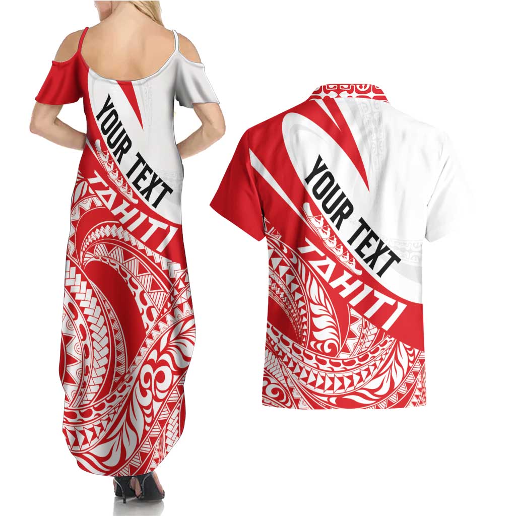 Personalised Tahiti Va'a Race Couples Matching Summer Maxi Dress and Hawaiian Shirt Polynesian Tattoos Sporty Style LT03 - Polynesian Pride