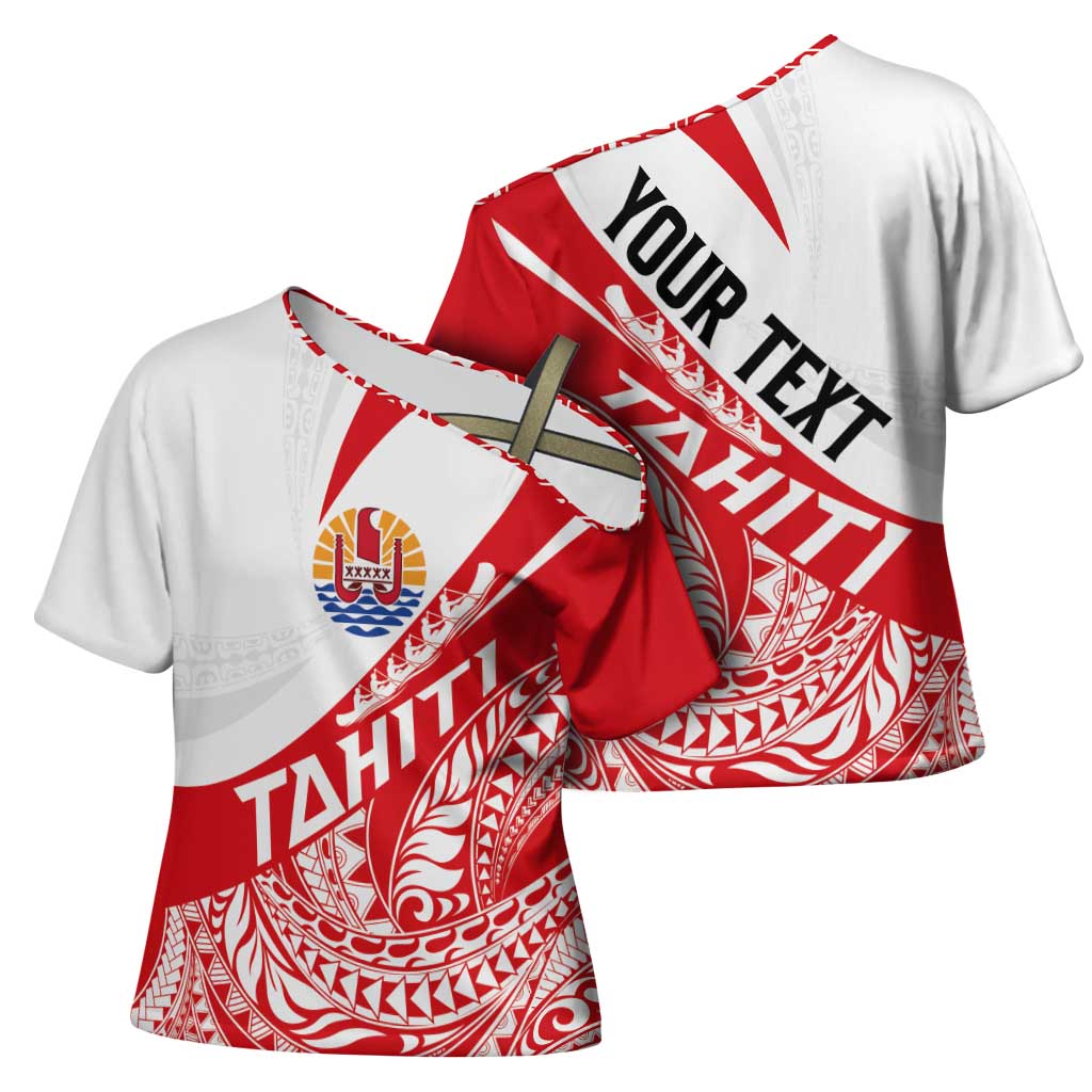 Personalised Tahiti Va'a Race Cross Shoulder Shirt Polynesian Tattoos Sporty Style LT03 - Polynesian Pride