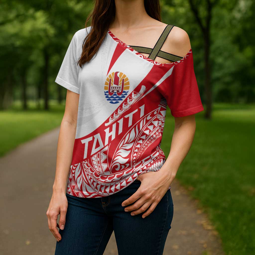 Personalised Tahiti Va'a Race Cross Shoulder Shirt Polynesian Tattoos Sporty Style LT03 - Polynesian Pride