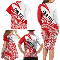 Personalised Tahiti Va'a Race Family Matching Long Sleeve Bodycon Dress and Hawaiian Shirt Polynesian Tattoos Sporty Style LT03 - Polynesian Pride