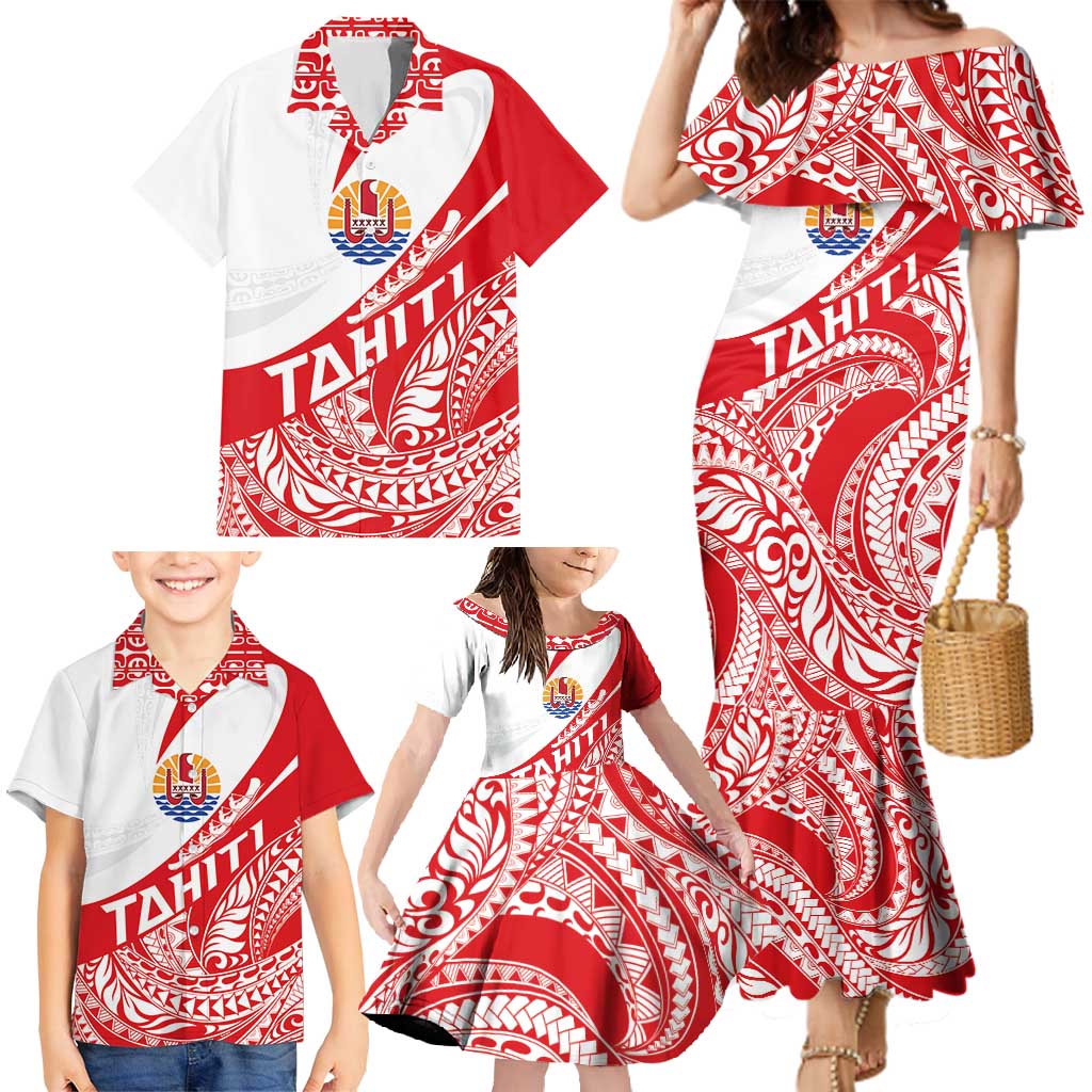 Personalised Tahiti Va'a Race Family Matching Mermaid Dress and Hawaiian Shirt Polynesian Tattoos Sporty Style LT03 - Polynesian Pride