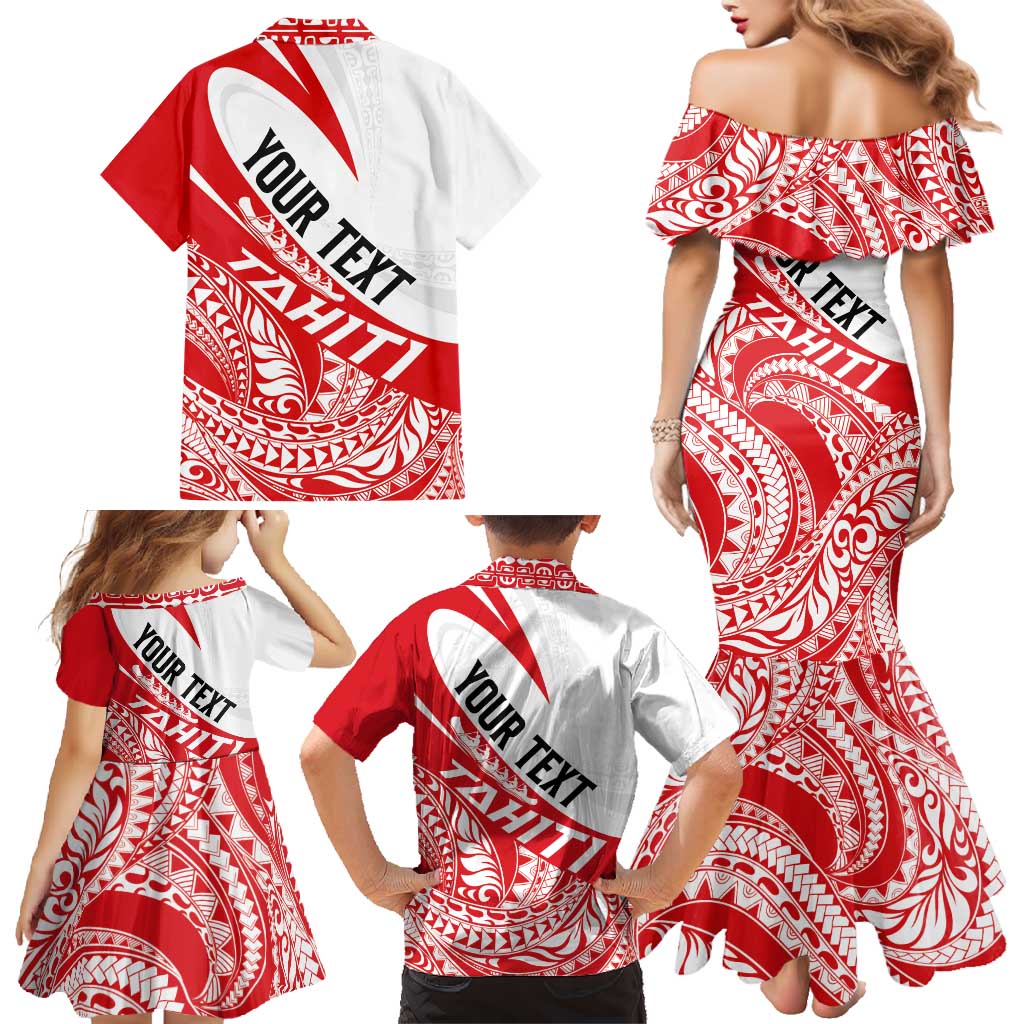 Personalised Tahiti Va'a Race Family Matching Mermaid Dress and Hawaiian Shirt Polynesian Tattoos Sporty Style LT03 - Polynesian Pride