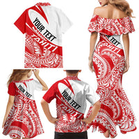Personalised Tahiti Va'a Race Family Matching Mermaid Dress and Hawaiian Shirt Polynesian Tattoos Sporty Style LT03 - Polynesian Pride