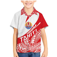 Personalised Tahiti Va'a Race Family Matching Mermaid Dress and Hawaiian Shirt Polynesian Tattoos Sporty Style LT03 Son's Shirt Red - Polynesian Pride