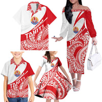 Personalised Tahiti Va'a Race Family Matching Off The Shoulder Long Sleeve Dress and Hawaiian Shirt Polynesian Tattoos Sporty Style LT03 - Polynesian Pride