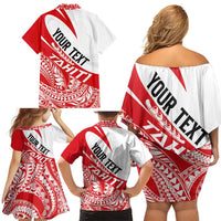 Personalised Tahiti Va'a Race Family Matching Off Shoulder Short Dress and Hawaiian Shirt Polynesian Tattoos Sporty Style LT03 - Polynesian Pride
