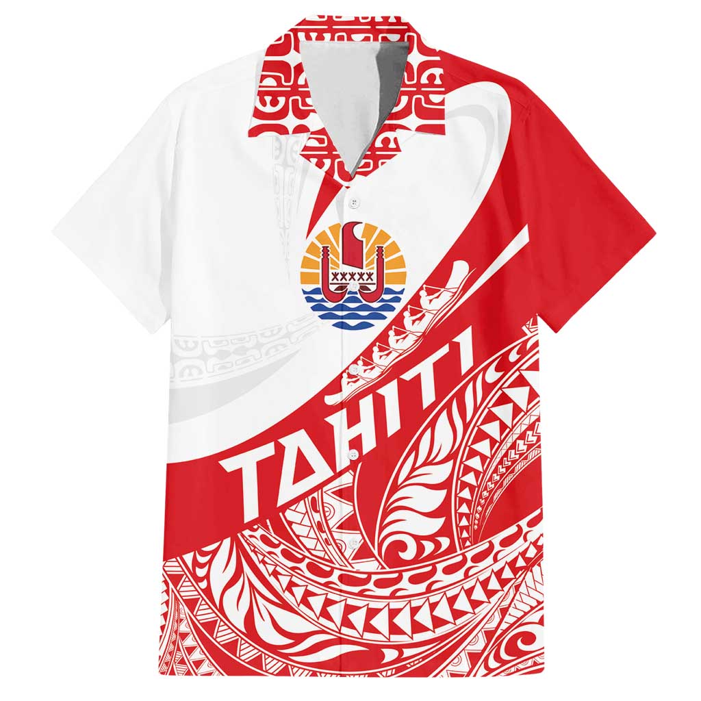 Personalised Tahiti Va'a Race Family Matching Off Shoulder Short Dress and Hawaiian Shirt Polynesian Tattoos Sporty Style LT03 Dad's Shirt - Short Sleeve Red - Polynesian Pride